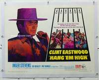 g244 HANG 'EM HIGH linen half-sheet movie poster '68 Clint Eastwood classic!