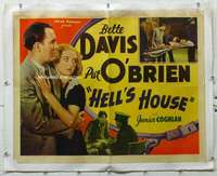 g245 HELL'S HOUSE linen half-sheet movie poster R30s Bette Davis, O'Brien