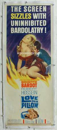 g226 LOVE ON A PILLOW linen insert movie poster '64 Brigitte Bardot