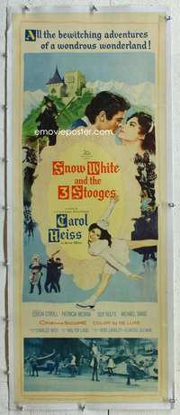 g230 SNOW WHITE & THE THREE STOOGES linen insert movie poster '61
