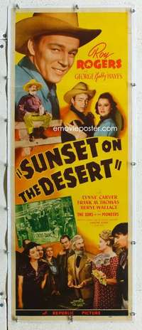 g231 SUNSET ON THE DESERT linen insert movie poster '42 Roy Rogers
