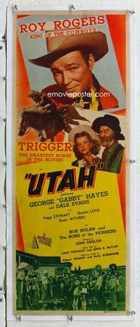 g234 UTAH linen insert movie poster '45 Roy Rogers, Dale Evans, Gabby