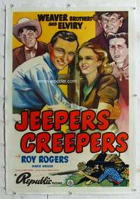 g373 JEEPERS CREEPERS linen one-sheet movie poster '39 young Roy Rogers!