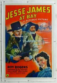 g374 JESSE JAMES AT BAY linen one-sheet movie poster '41 Roy Rogers, Gabby
