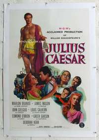 g375 JULIUS CAESAR linen one-sheet movie poster '53 Marlon Brando, Mason