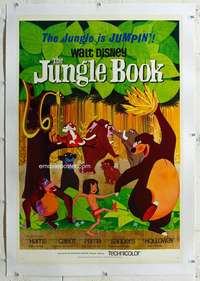 g376 JUNGLE BOOK linen one-sheet movie poster '67 Walt Disney classic!