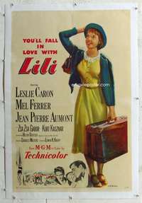 g389 LILI linen one-sheet movie poster '52 fall in love with Leslie Caron!
