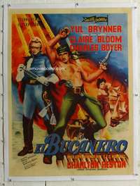 g146 BUCCANEER linen Mexican poster '58 Brynner, Heston