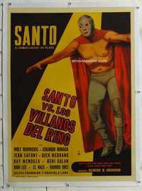 g158 SANTO VS LOS VILLANOS DEL RING linen Mexican poster '68
