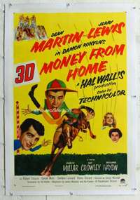 g418 MONEY FROM HOME linen one-sheet movie poster '54 3-D Martin & Lewis!