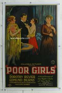 g449 POOR GIRLS linen one-sheet movie poster '27 Dorothy Revier, stone litho!