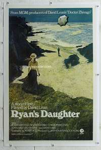 g472 RYAN'S DAUGHTER linen one-sheet movie poster '70 pre-Academy Awards!