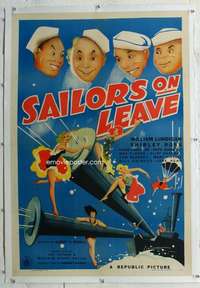 g473 SAILORS ON LEAVE linen one-sheet movie poster '41 sexy military art!