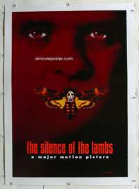 g481 SILENCE OF THE LAMBS linen B teaser one-sheet movie poster '90 Hopkins