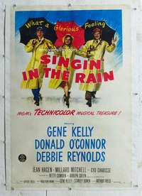 g482 SINGIN' IN THE RAIN linen one-sheet movie poster '52 Gene Kelly