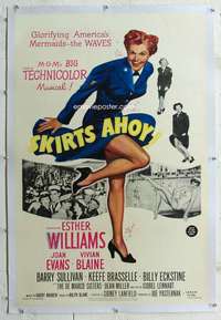 g484 SKIRTS AHOY linen one-sheet movie poster '52 sexy Esther Williams!