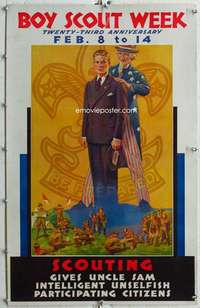 g017 BOY SCOUT WEEK linen special 19x30 poster '33 Uncle Sam!