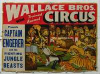 g012 WALLACE BROS CIRCUS linen circus poster '43 lions!