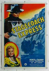 g493 STAGECOACH EXPRESS linen one-sheet movie poster '42 Red Barry, Merrick