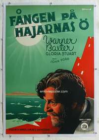 g063 PRISONER OF SHARK ISLAND linen Swedish movie poster '36 John Ford