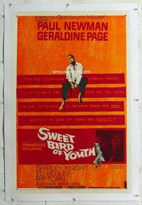 g500 SWEET BIRD OF YOUTH linen one-sheet movie poster '62 Paul Newman, Page