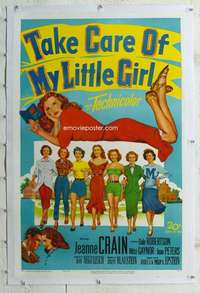 g502 TAKE CARE OF MY LITTLE GIRL linen one-sheet movie poster '51 Crain