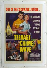 g503 TEEN-AGE CRIME WAVE linen one-sheet movie poster '55 bad girls & guns!