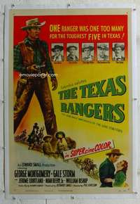 g508 TEXAS RANGERS linen one-sheet movie poster '51 George Montgomery