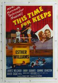g512 THIS TIME FOR KEEPS linen one-sheet movie poster '47 Esther Williams