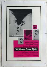 g513 THOMAS CROWN AFFAIR linen one-sheet movie poster '68 McQueen, Dunaway