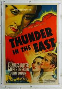 g516 THUNDER IN THE EAST linen one-sheet movie poster '35 Boyer, Oberon