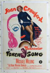 g519 TORCH SONG linen one-sheet movie poster '53 Joan Crawford, unusual art!