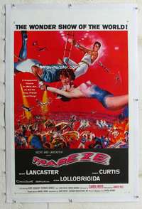 g523 TRAPEZE linen one-sheet movie poster '56 Burt Lancaster, Lollobrigida