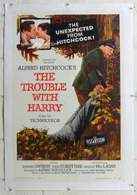 g524 TROUBLE WITH HARRY linen one-sheet movie poster '55 Alfred Hitchcock
