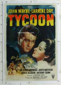 g527 TYCOON linen one-sheet movie poster '47 John Wayne, Laraine Day