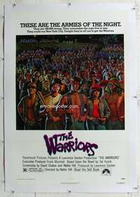 g535 WARRIORS linen one-sheet movie poster '79 Walter Hill, teen gangs!