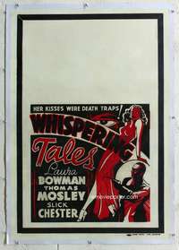 g542 WHISPERING TALES linen one-sheet movie poster '30s all black mystery!