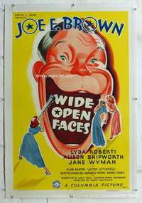 g546 WIDE OPEN FACES linen style B one-sheet movie poster '38 Joe E Brown