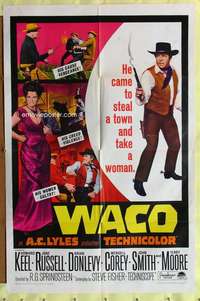 h051 WACO one-sheet movie poster '66 Howard Keel, sexy Jane Russell!