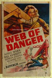 h042 WEB OF DANGER one-sheet movie poster '47 Adele Mara, Bill Kennedy