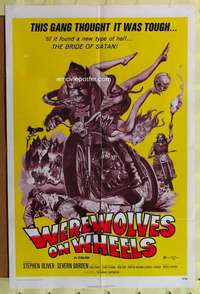 h040 WEREWOLVES ON WHEELS one-sheet movie poster '71 wild wolfman biker!