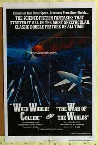 h045 WAR OF THE WORLDS/WHEN WORLDS COLLIDE one-sheet movie poster '77