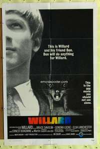 h025 WILLARD int'l one-sheet movie poster '71 Bruce Davison, Sondra Locke
