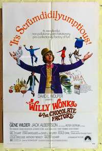 h024 WILLY WONKA & THE CHOCOLATE FACTORY one-sheet movie poster '71 Wilder