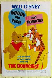 h023 WINNIE THE POOH & TIGGER TOO one-sheet movie poster '74 Disney!