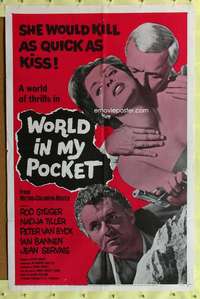 h015 WORLD IN MY POCKET one-sheet movie poster '62 sexy killer kisses!