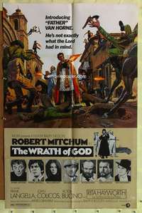 h014 WRATH OF GOD style A one-sheet movie poster '72 priest Mitchum w/gun!
