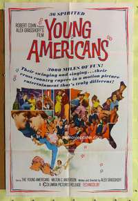 h010 YOUNG AMERICANS one-sheet movie poster '67 United States map style!