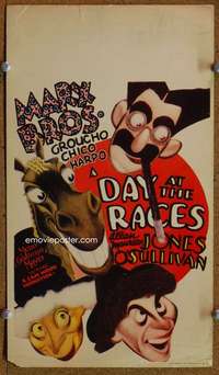j001 DAY AT THE RACES mini movie window card '37 Marx, Hirschfeld art!
