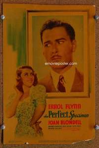 j008 PERFECT SPECIMEN mini movie window card '37 Errol Flynn, Blondell